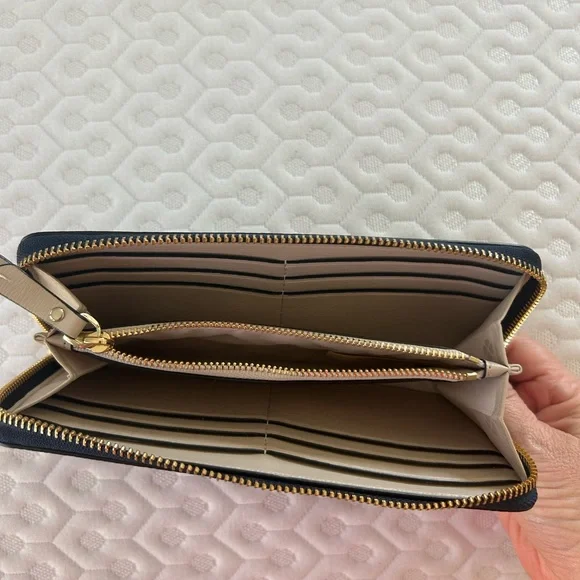 Kate Spade Navy Blue Wallet with Gold Zipper - Picture 5 of 7